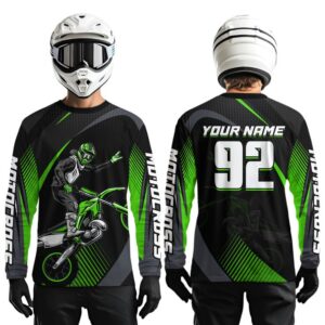 personalized green motocross shirts racing jersey dirt bike jersey kid men women upf30+ dnt14 adult long sleeves upf m